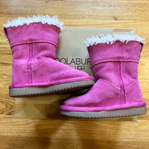 KOOLABURRA by UGG Aribel Short Boot Dark Pink Suede Leather Toddler Girl's 6 - Picture 3 of 6